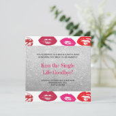 Hot Kisses Zilver Modern Chic Bachelorette Party Kaart (Staand voorkant)