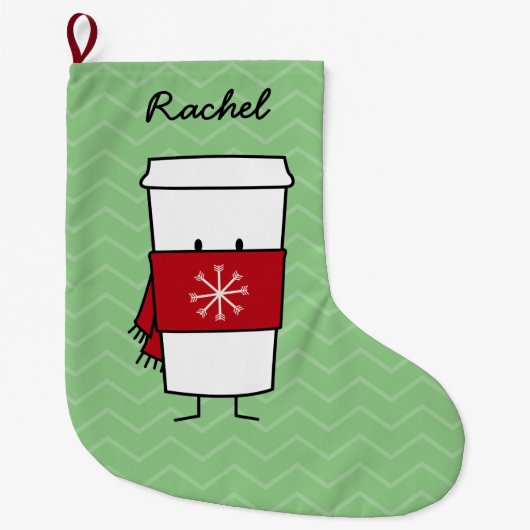 Hot-koffie met Snowflake Scarf Grote Kerstsok (Voorkant)