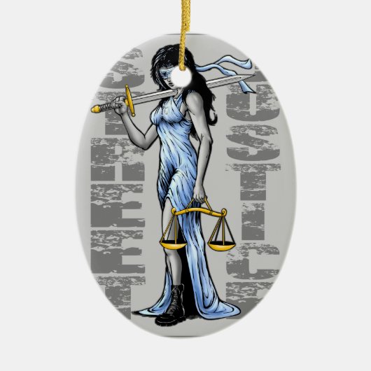Hot Lady Justice door Street Justice Keramisch Ornament (Voorkant)