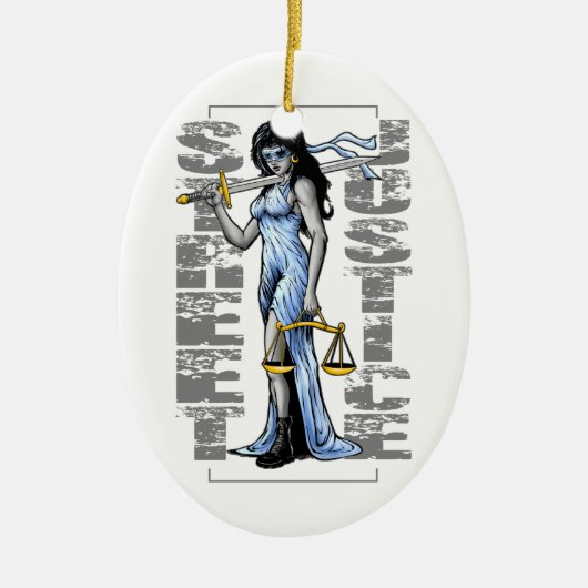 Hot Lady Justice door Street Justice Keramisch Ornament (Voorkant)