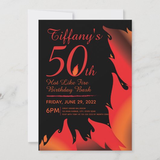 Hot-like Fire Milestone-uitnodiging Kaart (Voorkant)