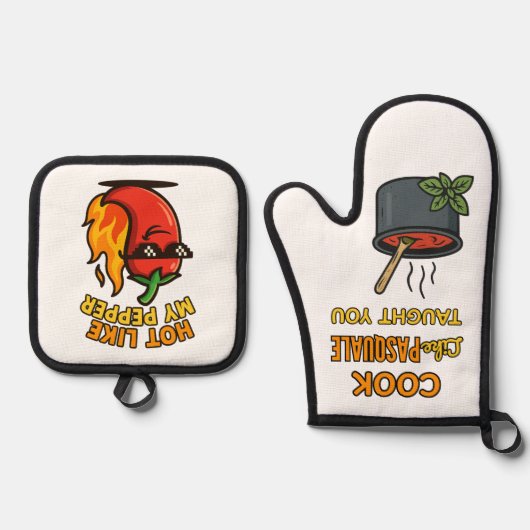 Hot Like My Pepper Ver2 Oven Mitt & Pot Holder Set (Voorkant)