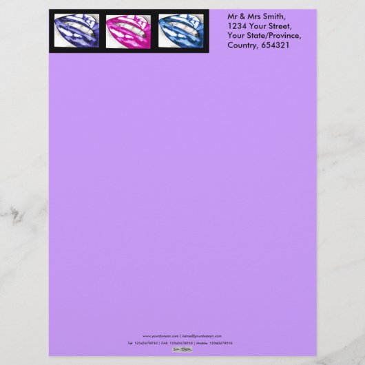 Hot Lips De Blues Briefpapier Gepersonaliseerd Briefhoofd (Voorkant)