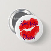 "Hot Lips Diva" in witte Button (Voorkant /achterkant)