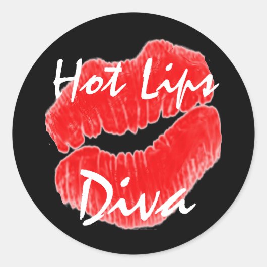 "Hot Lips Diva" in zwarte Sticker -  (Voorkant)