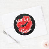 "Hot Lips Diva" in zwarte Sticker -  (Envelop)