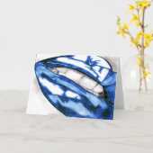 Hot Lips Groeten Kaarten (Blauw) (Gele Bloem)