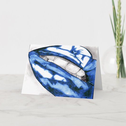 Hot Lips Groeten Kaarten (Blauw) (Voorkant)