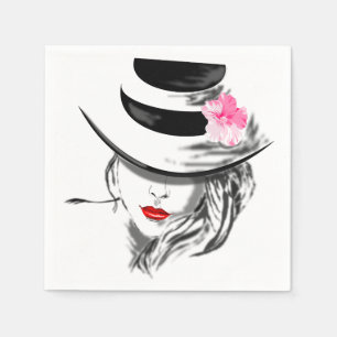 Hot Lips - Mysteryous Lady - Migned Drawing Servet
