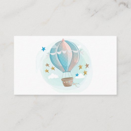 Hot-luchtballon Baby shower, luieraffle Informatiekaartje (Achterkant)