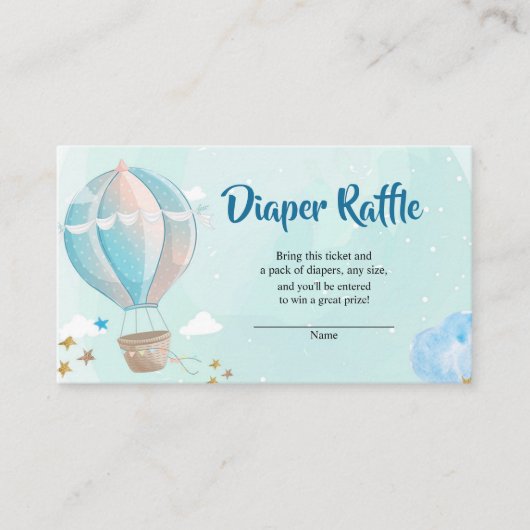 Hot-luchtballon Baby shower, luieraffle Informatiekaartje (Voorkant)