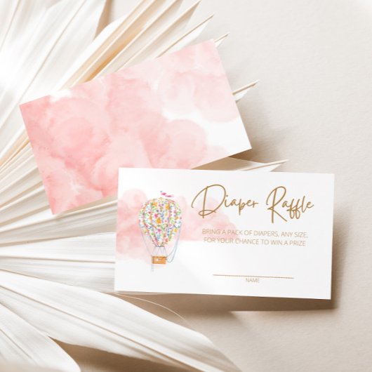 Hot-luchtballon Baby shower, luieraffle Informatiekaartje