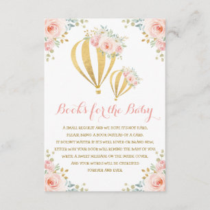 Hot-luchtballon Blush Pink Floral Books voor Baby Informatiekaartje