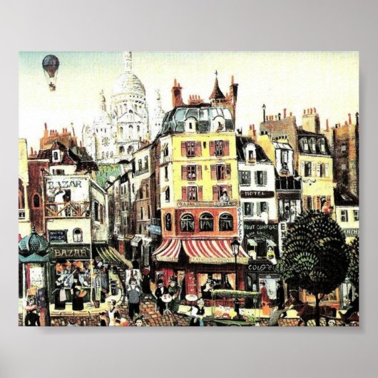 Hot-luchtballon boven het antiek van de stad poster (Voorkant)