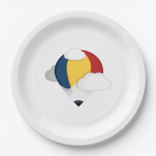 Hot-luchtballon en potlood papieren bordje (Voorkant)