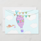 Hot-luchtballon en Stork met Baby shower uitnodige Kaart (Achterkant)