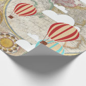 Hot-luchtballon en Wereldkaart  reiziger Cadeaupapier (Hoek)