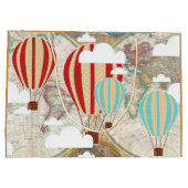 Hot-luchtballon en Wereldkaart  reiziger Large Cadeautasje (Achterkant)