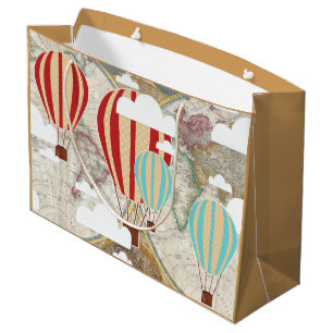 Hot-luchtballon en Wereldkaart  reiziger Large Cadeautasje
