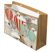 Hot-luchtballon en Wereldkaart  reiziger Large Cadeautasje (Voorkant Gekanteld)