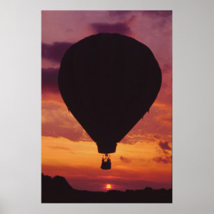 Hot-luchtballon en -zonnescherm - poster