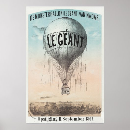 hot-luchtballon, Frans reizen Poster (Voorkant)
