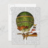 Hot-luchtballon, groen briefkaart (Voorkant / Achterkant)