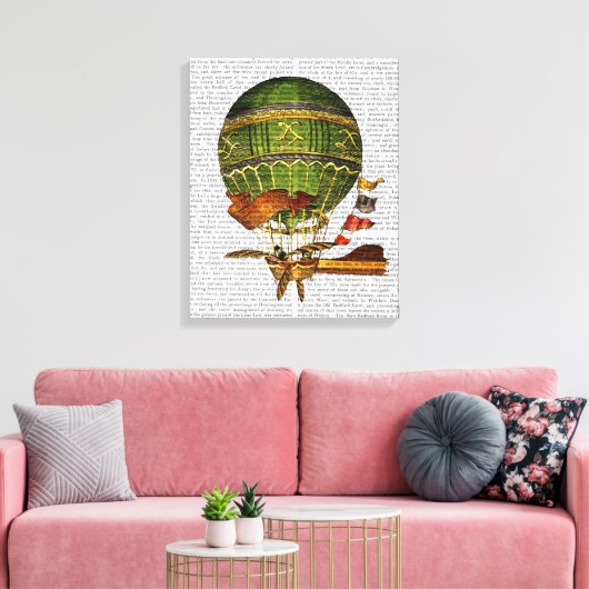 Hot-luchtballon, groen canvas afdruk (Insitu (Woonkamer))