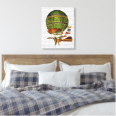 Hot-luchtballon, groen canvas afdruk (Insitu (Slaapkamer))