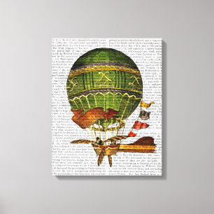 Hot-luchtballon, groen canvas afdruk