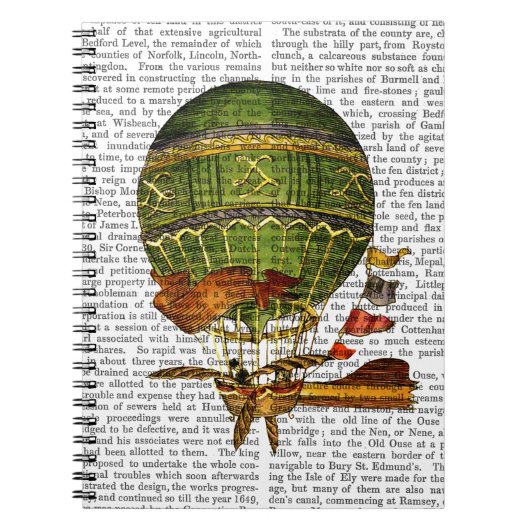 Hot-luchtballon, groen notitieboek (Voorkant)