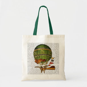 Hot-luchtballon, groen tote bag