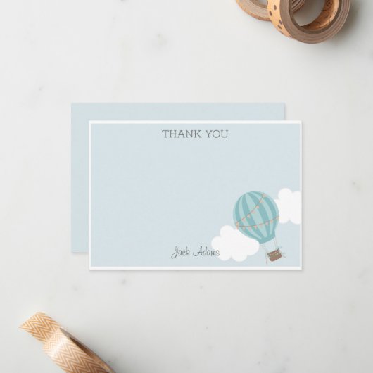 Hot-luchtballon Hartelijk dank Notitiekaartje (Voorkant / Achterkant in situ)