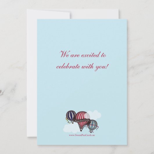 Hot-luchtballon in- en uitschakelen Shower-uitnodi Kaart (Achterkant)