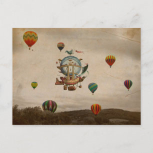 Hot-luchtballon, La Minerve 1803, in stijl Briefkaart