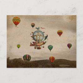 Hot-luchtballon, La Minerve 1803, in stijl Briefkaart