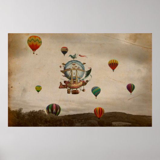 Hot-luchtballon, La Minerve 1803, in stijl Poster (Voorkant)