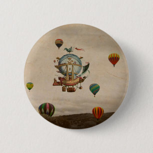 Hot-luchtballon, La Minerve 1803, in stijl Ronde Button 5,7 Cm