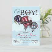 Hot-luchtballon Lil Man Shower-uitnodiging Kaart (Staand voorkant)