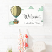 Hot-luchtballon met kat-welkomstBaby shower Spandoek (Insitu)