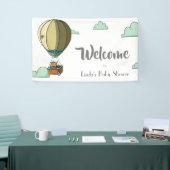 Hot-luchtballon met kat-welkomstBaby shower Spandoek (Beurs)
