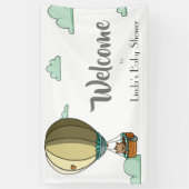 Hot-luchtballon met kat-welkomstBaby shower Spandoek (Verticaal)