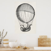 hot-luchtballon met retro-boot voor schepen poster (Keuken)