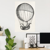 hot-luchtballon met retro-boot voor schepen poster (Thuiskantoor)