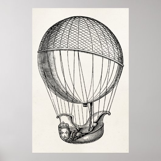 hot-luchtballon met retro-boot voor schepen poster (Voorkant)