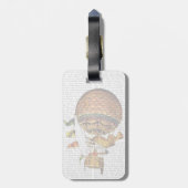 Hot-luchtballon met vlaggen bagagelabel (Achterkant verticaal)