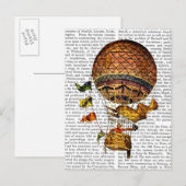 Hot-luchtballon met vlaggen briefkaart (Voorkant / Achterkant)