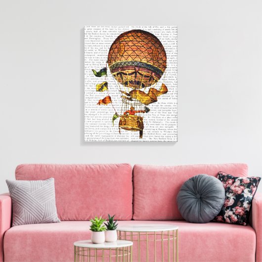 Hot-luchtballon met vlaggen canvas afdruk (Insitu (Woonkamer))