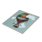 Hot-luchtballon met wolken Jouw naam toevoegen Tegeltje (Zijkant)