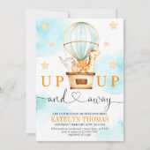 Hot-luchtballon omhoog en weg Baby shower Kaart (Voorkant)